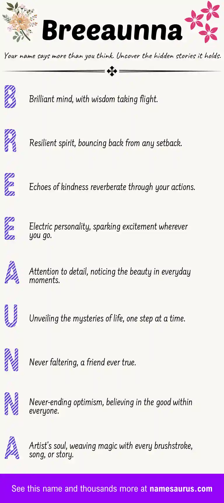 Acrostic poem about Breeaunna.