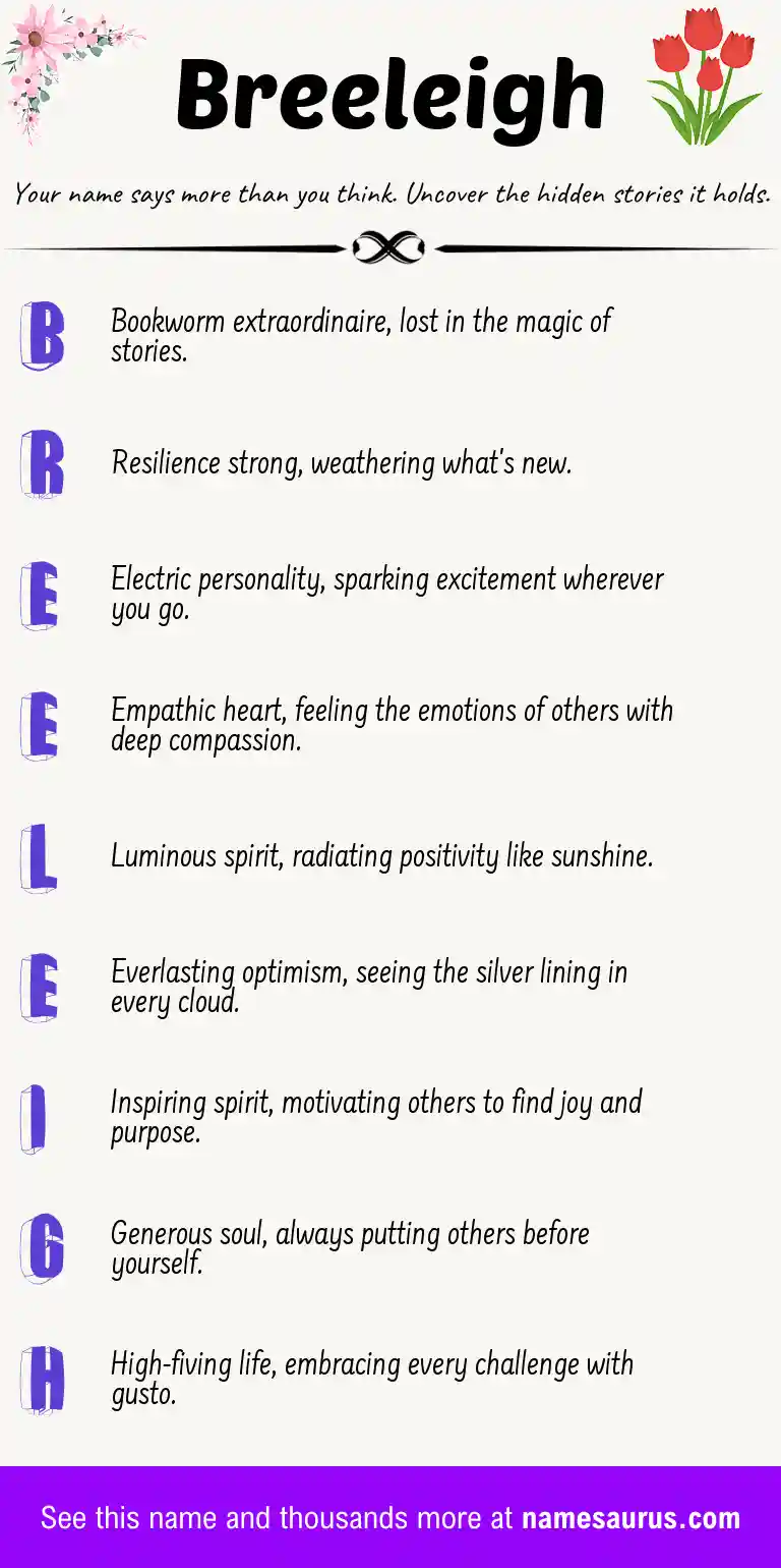 Acrostic poem about Breeleigh.