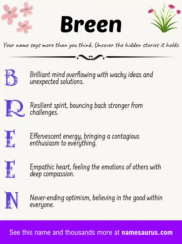 Acrostic poem about Breen.