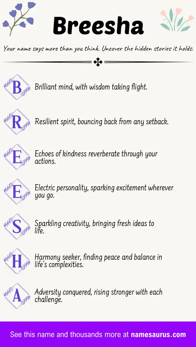 Acrostic poem about Breesha.