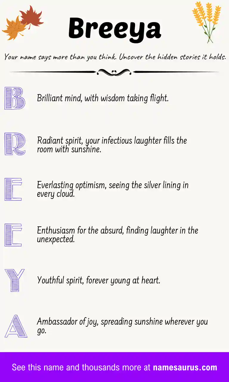 Acrostic poem about Breeya.