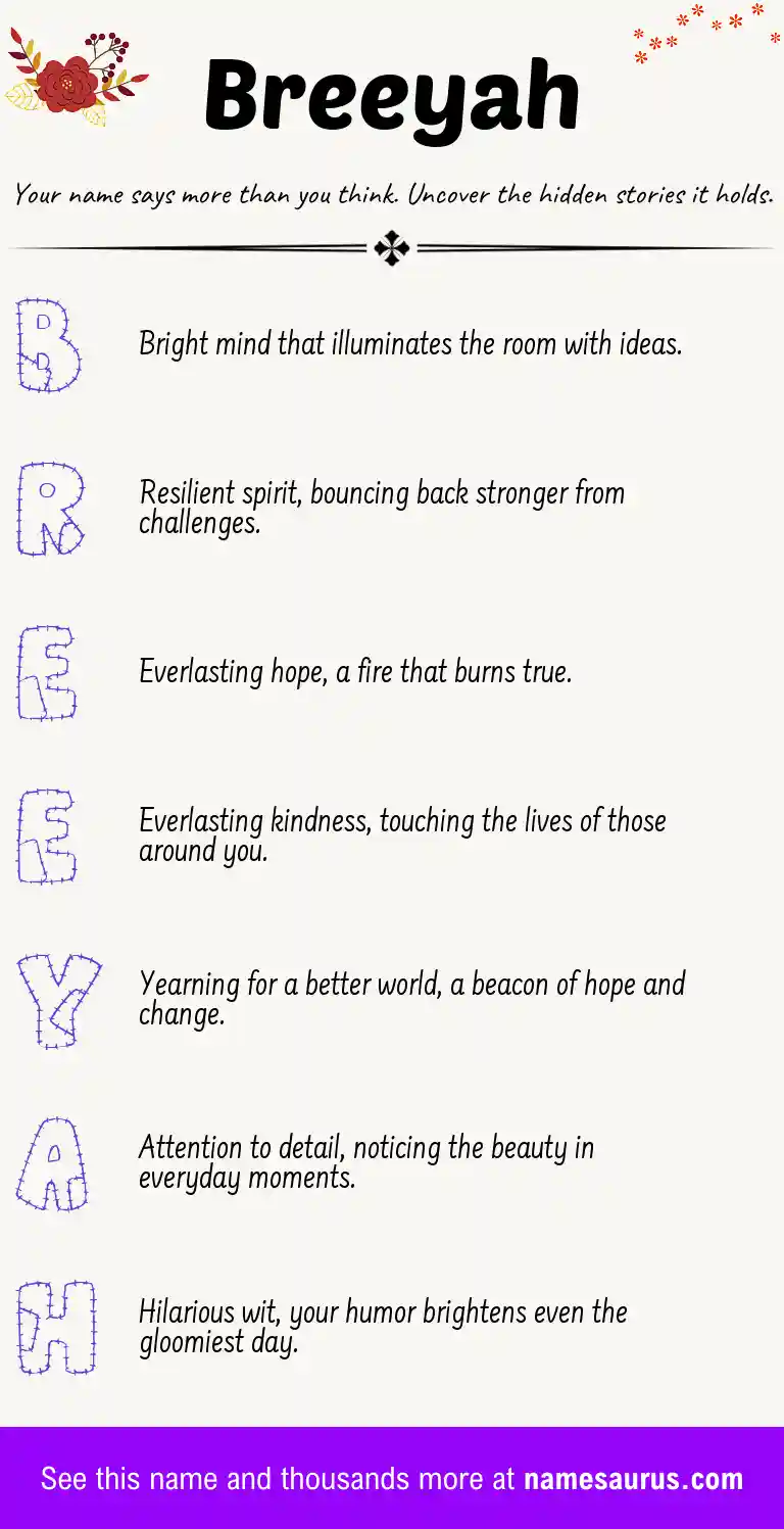 Acrostic poem about Breeyah.