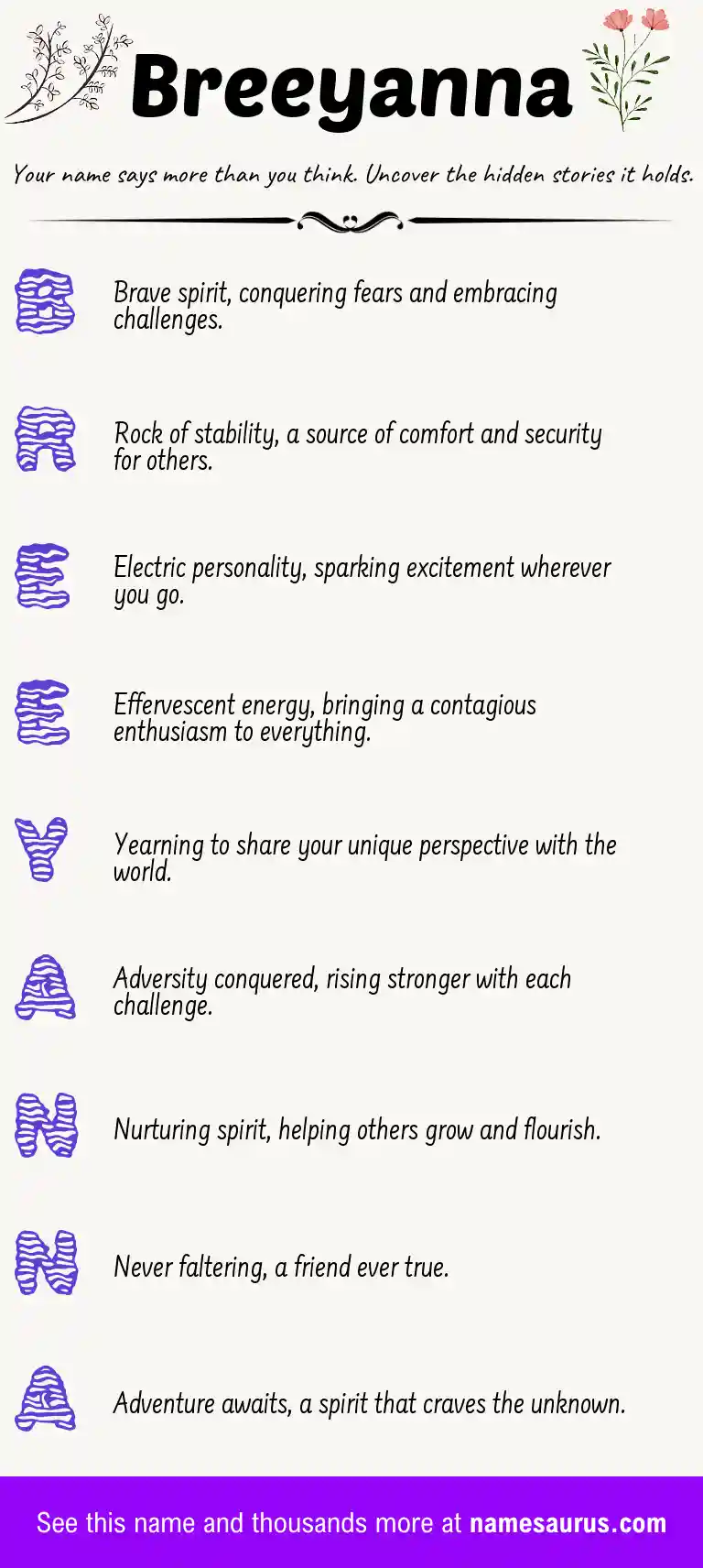 Acrostic poem about Breeyanna.