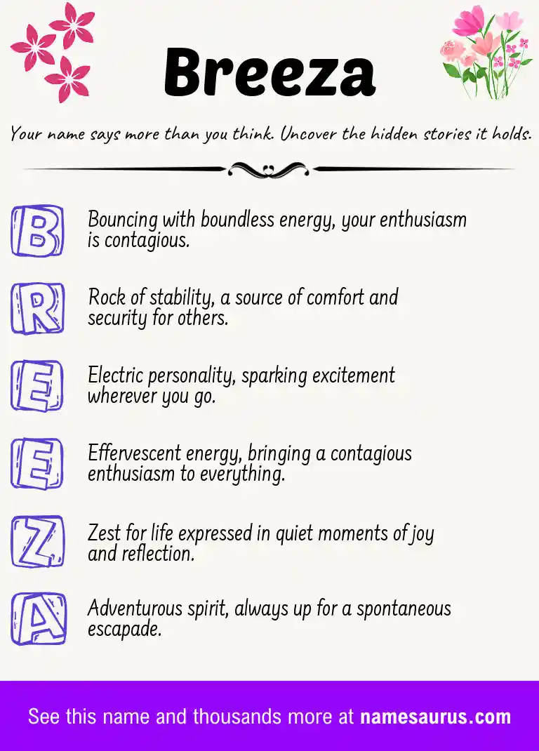 Acrostic poem about Breeza.