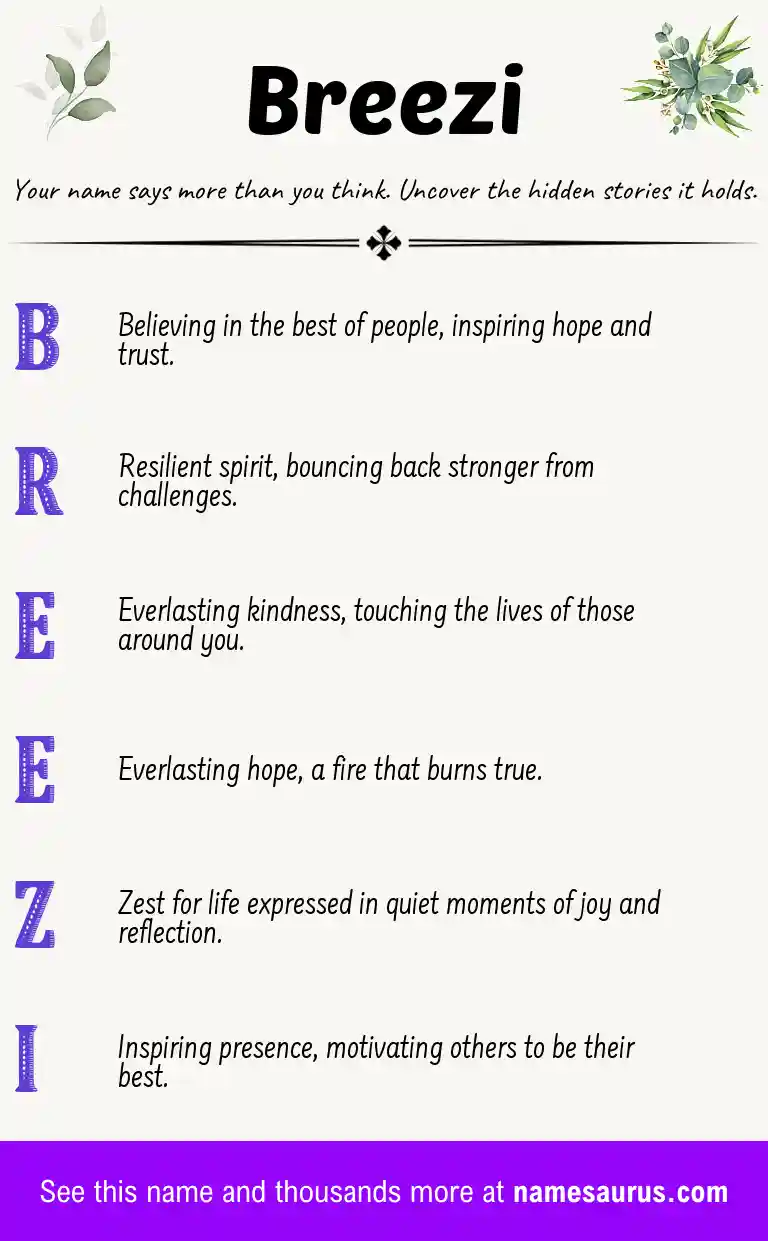 Acrostic poem about Breezi.