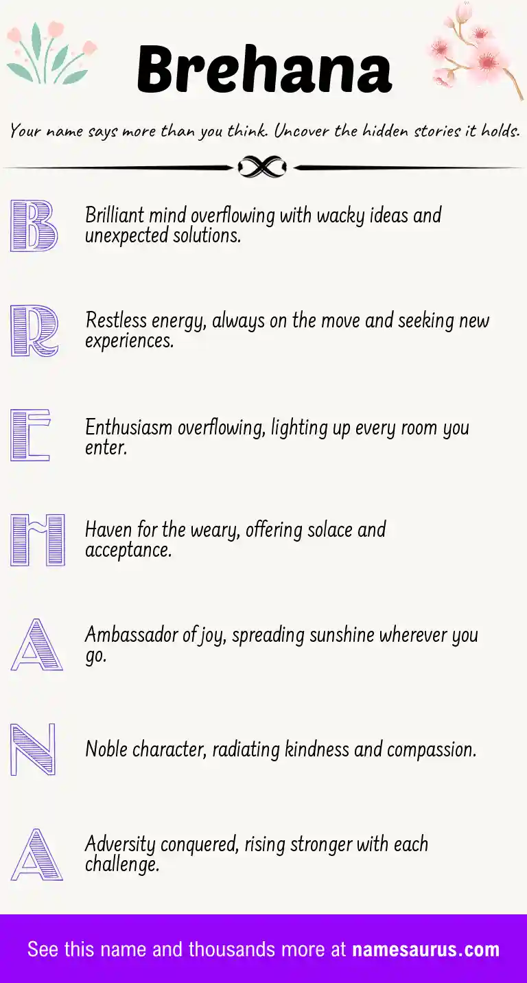 Acrostic poem about Brehana.