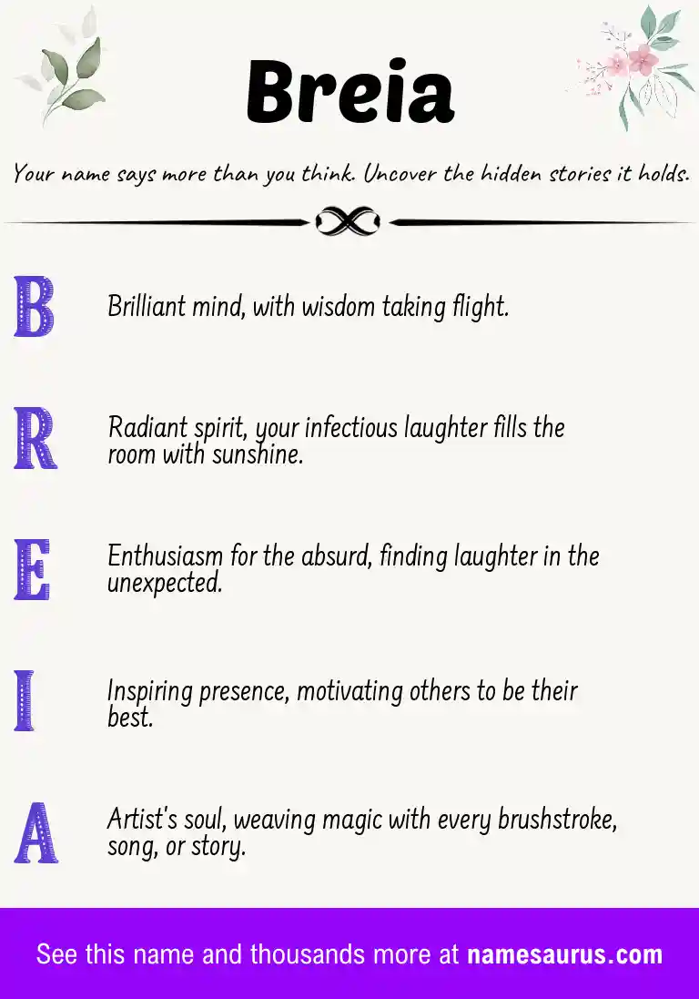 Acrostic poem about Breia.