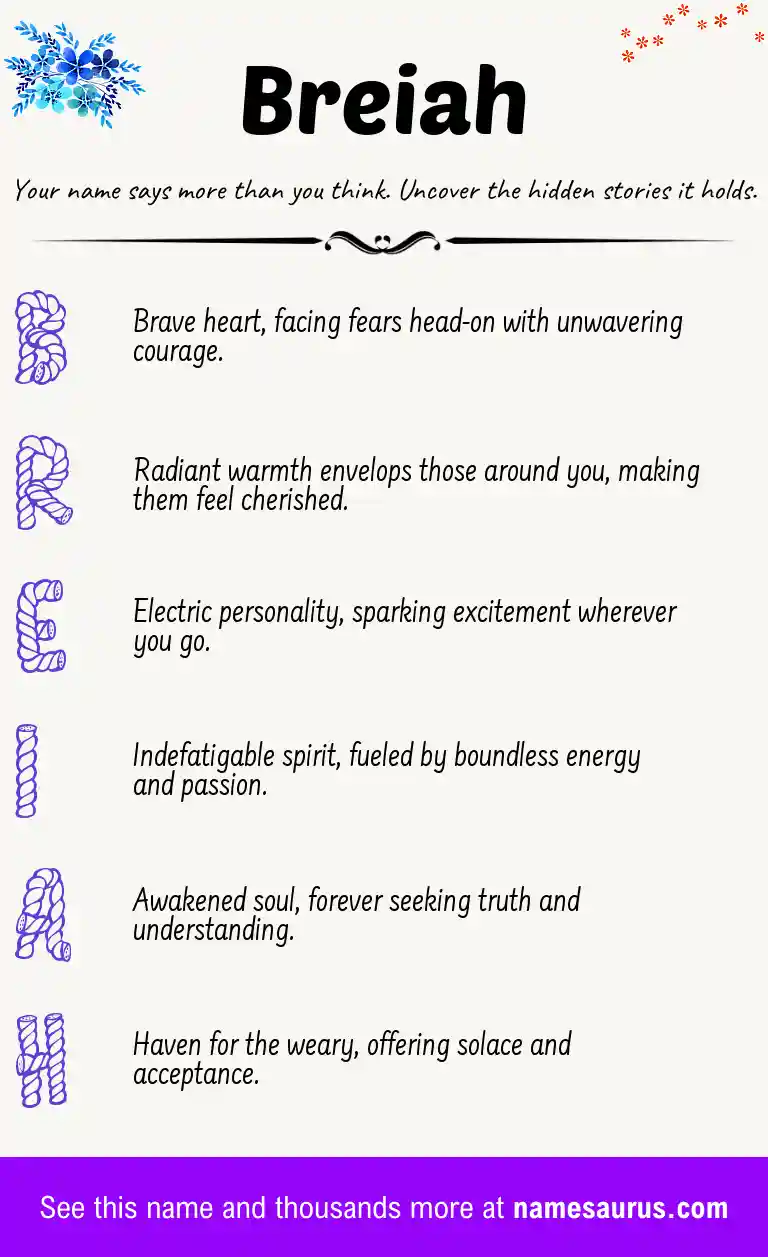 Acrostic poem about Breiah.
