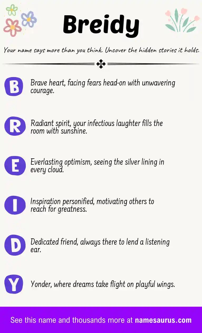 Acrostic poem about Breidy.