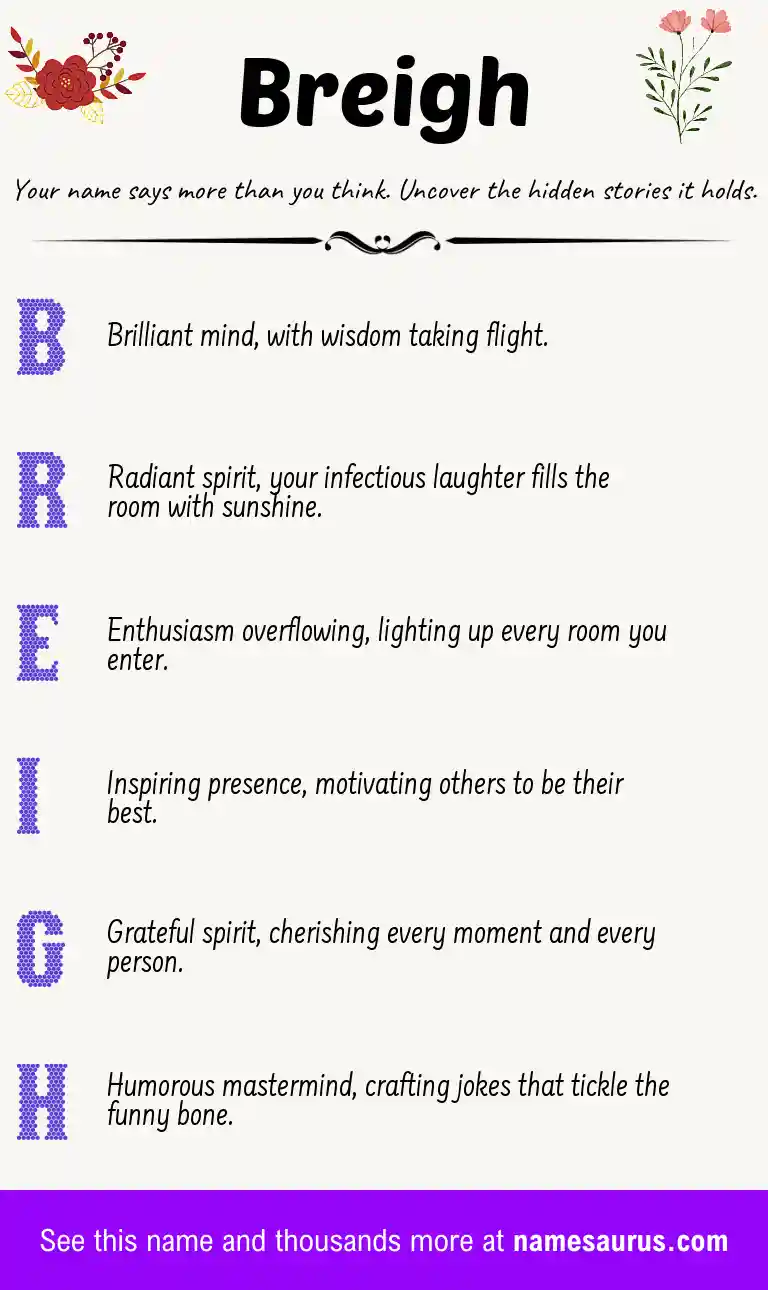Acrostic poem about Breigh.