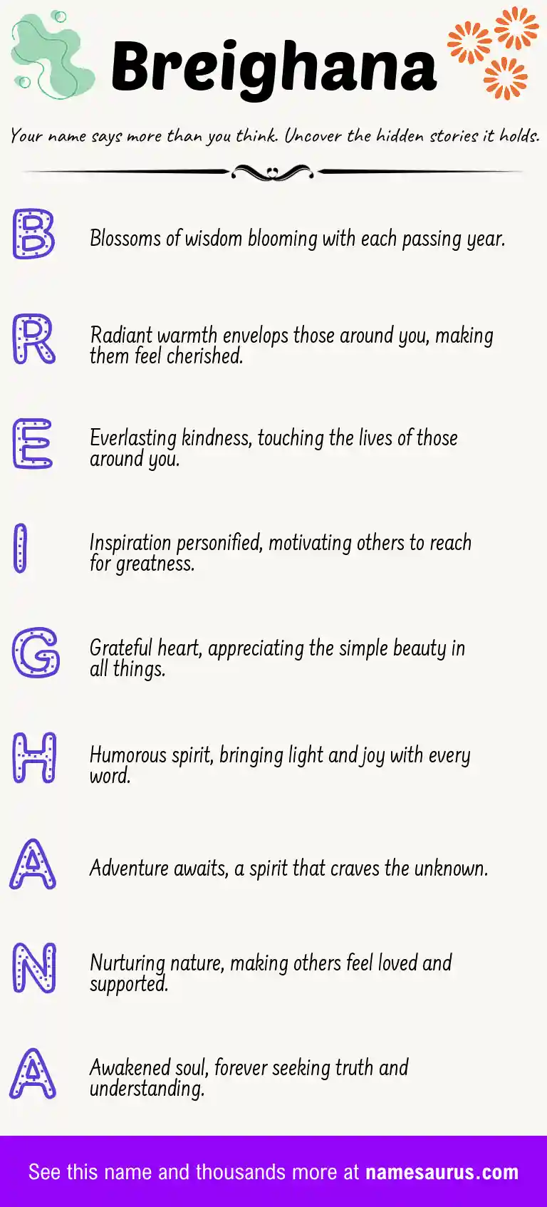 Acrostic poem about Breighana.