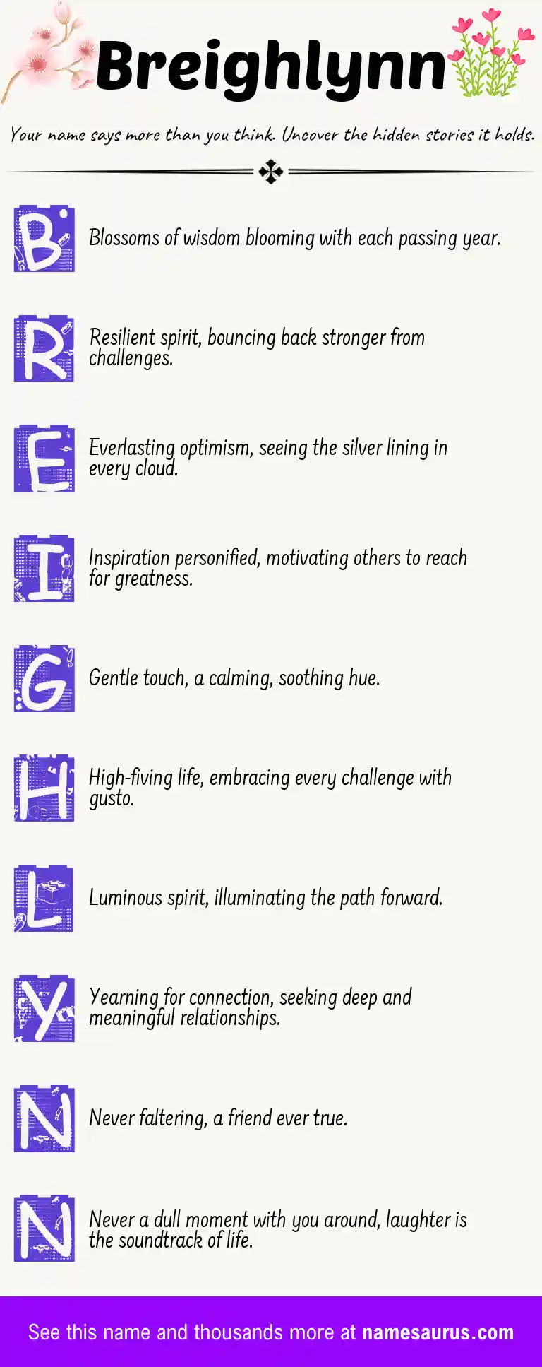Acrostic poem about Breighlynn.