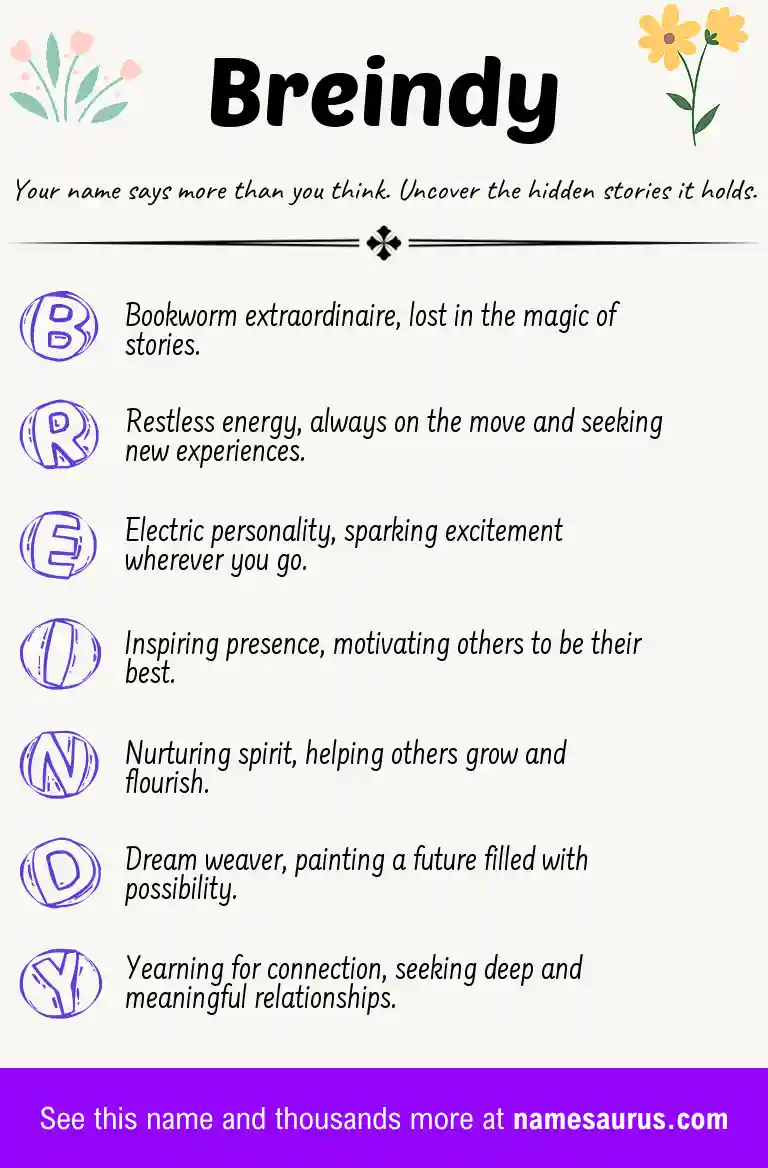 Acrostic poem about Breindy.