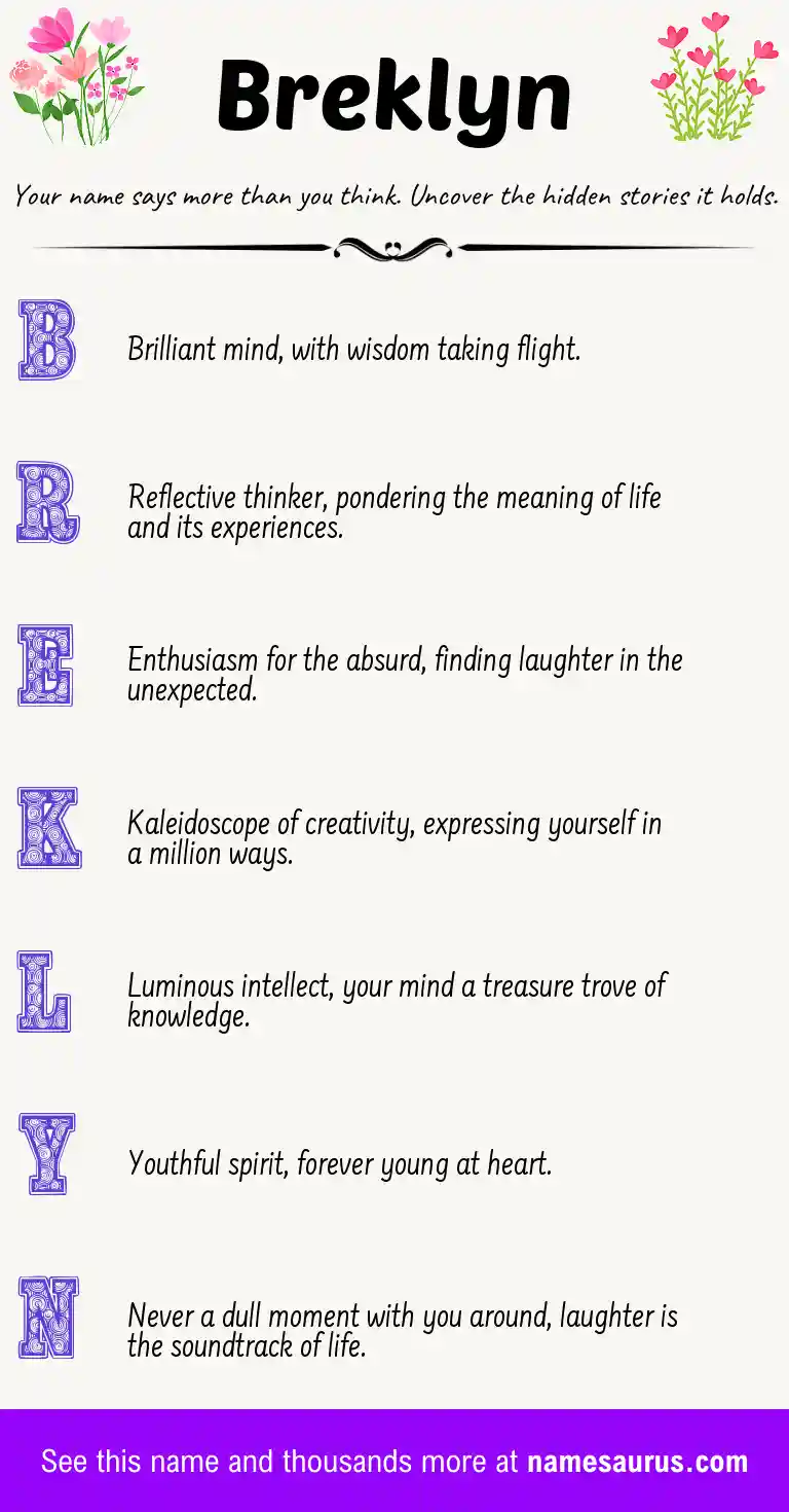 Acrostic poem about Breklyn.
