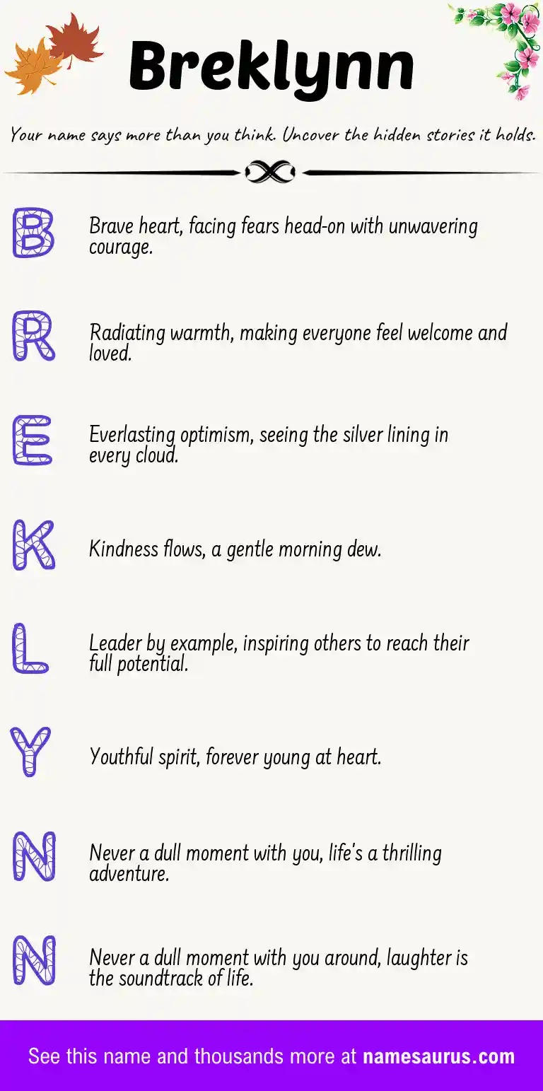 Acrostic poem about Breklynn.