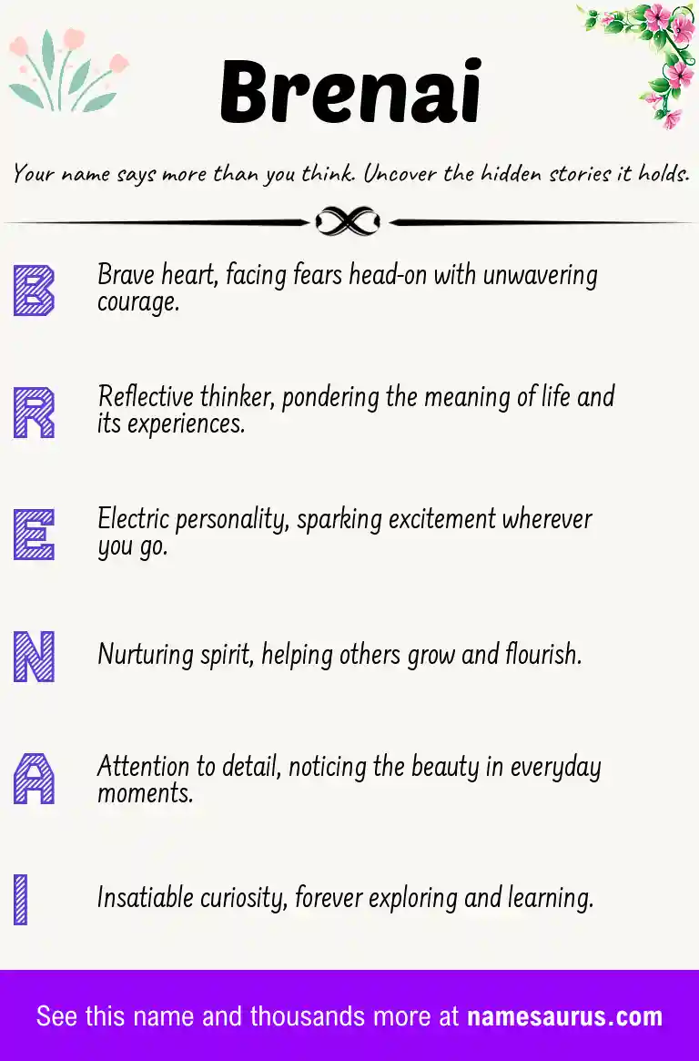 Acrostic poem about Brenai.