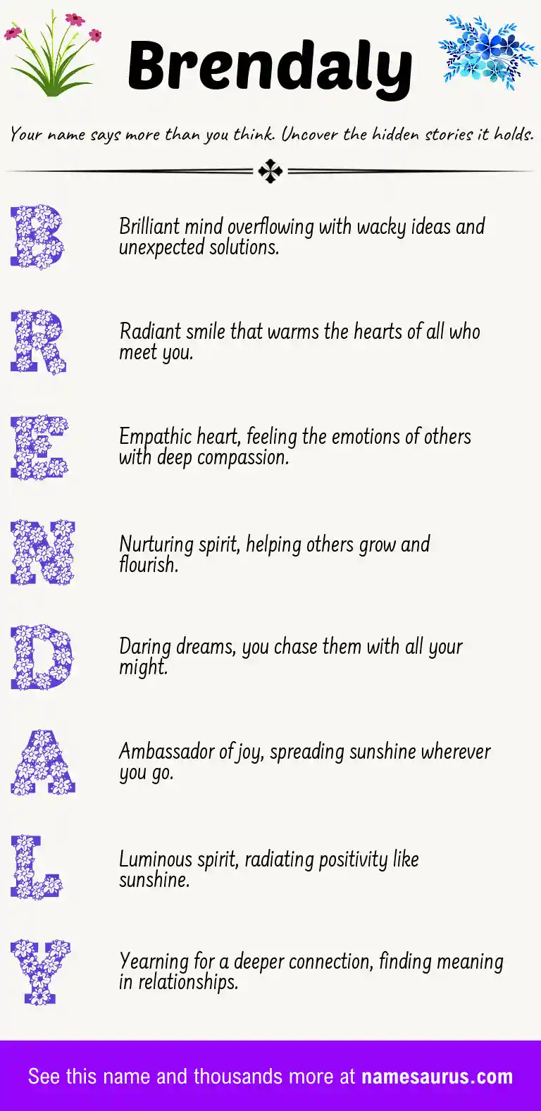 Acrostic poem about Brendaly.