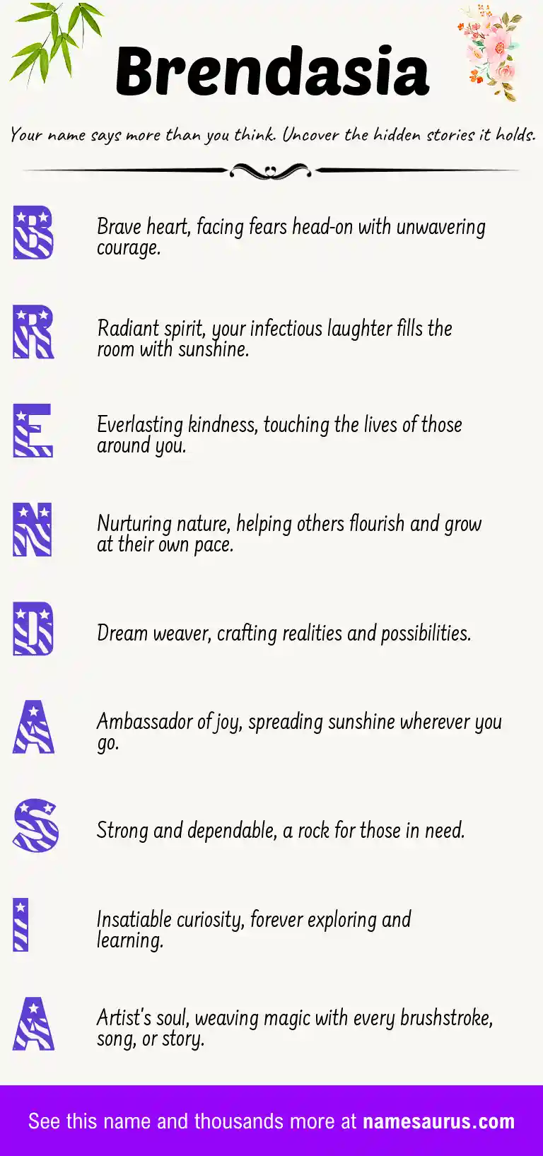 Acrostic poem about Brendasia.