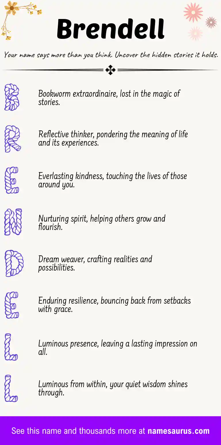 Acrostic poem about Brendell.