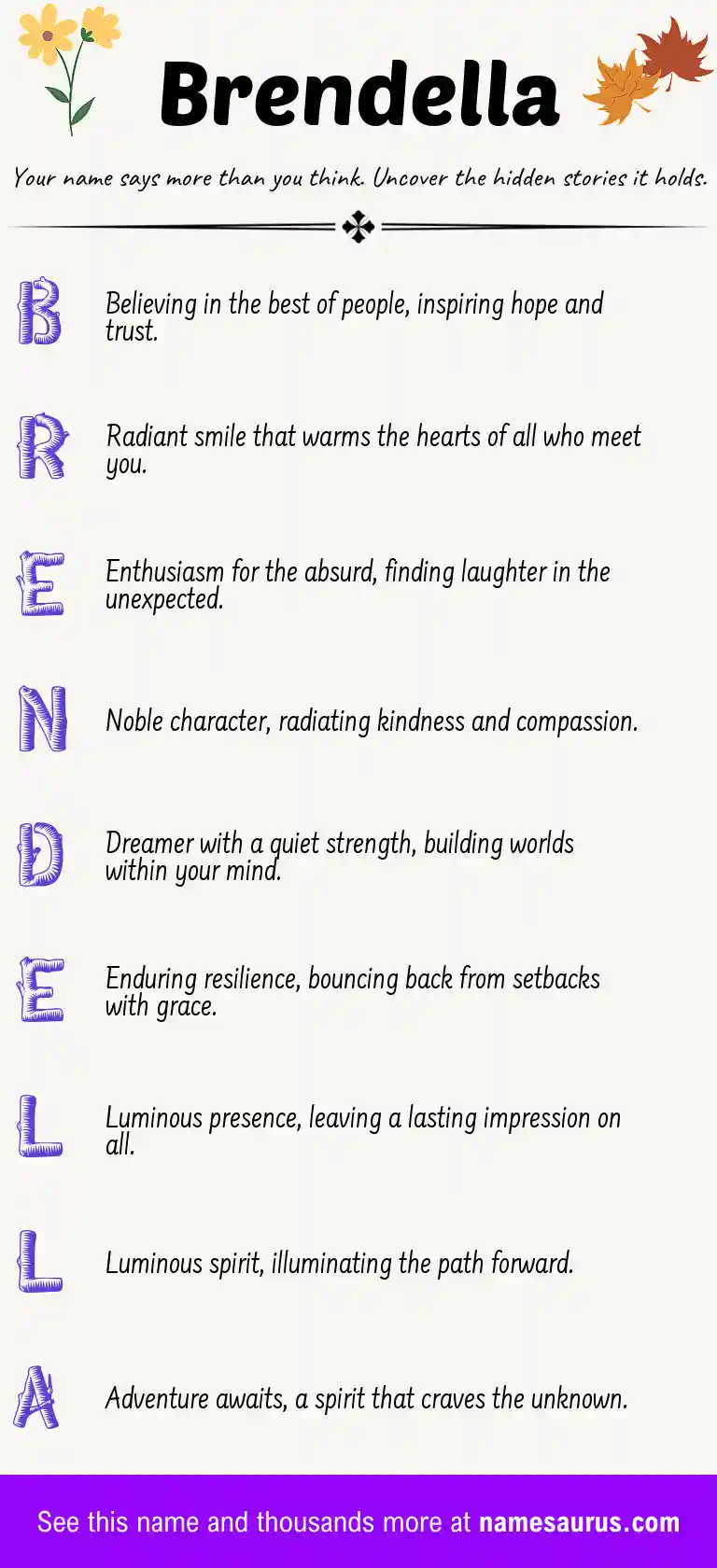 Acrostic poem about Brendella.