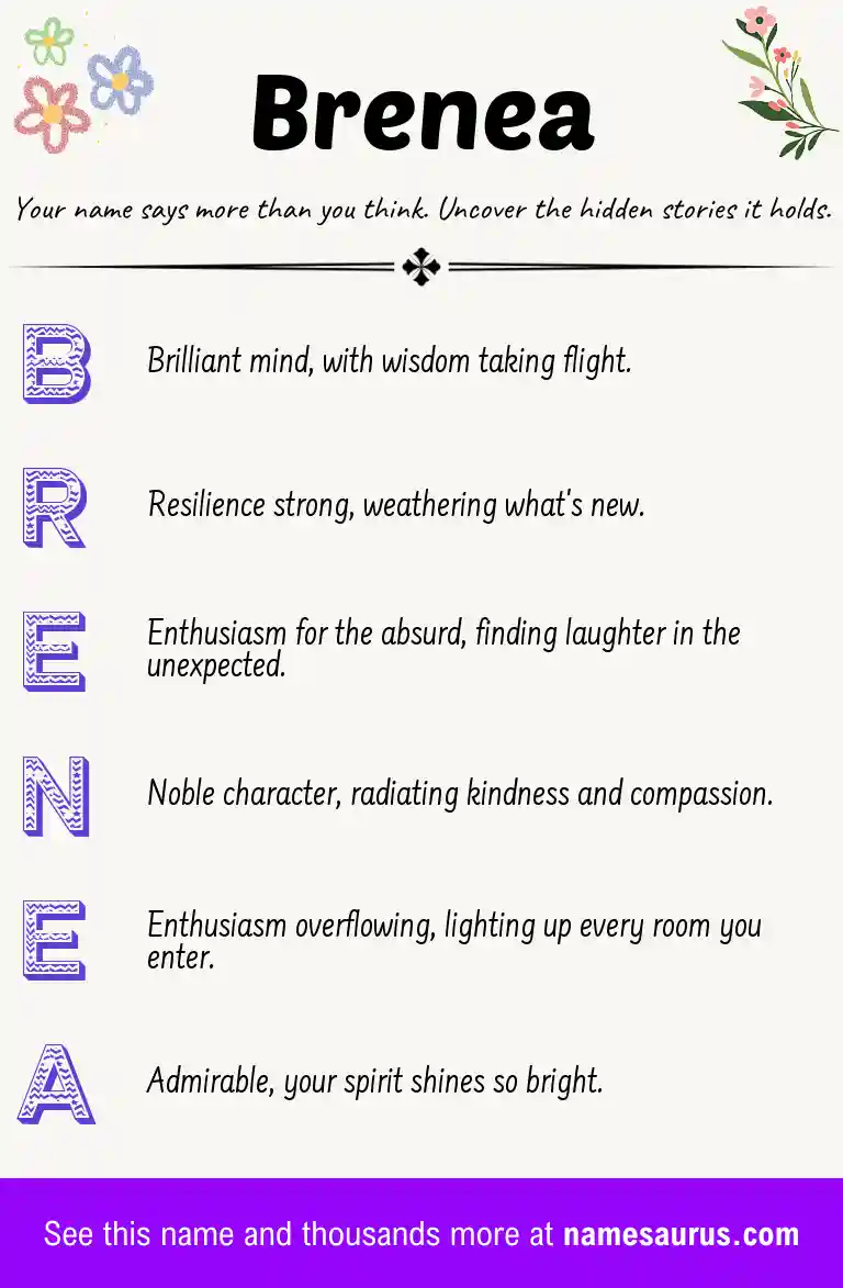 Acrostic poem about Brenea.