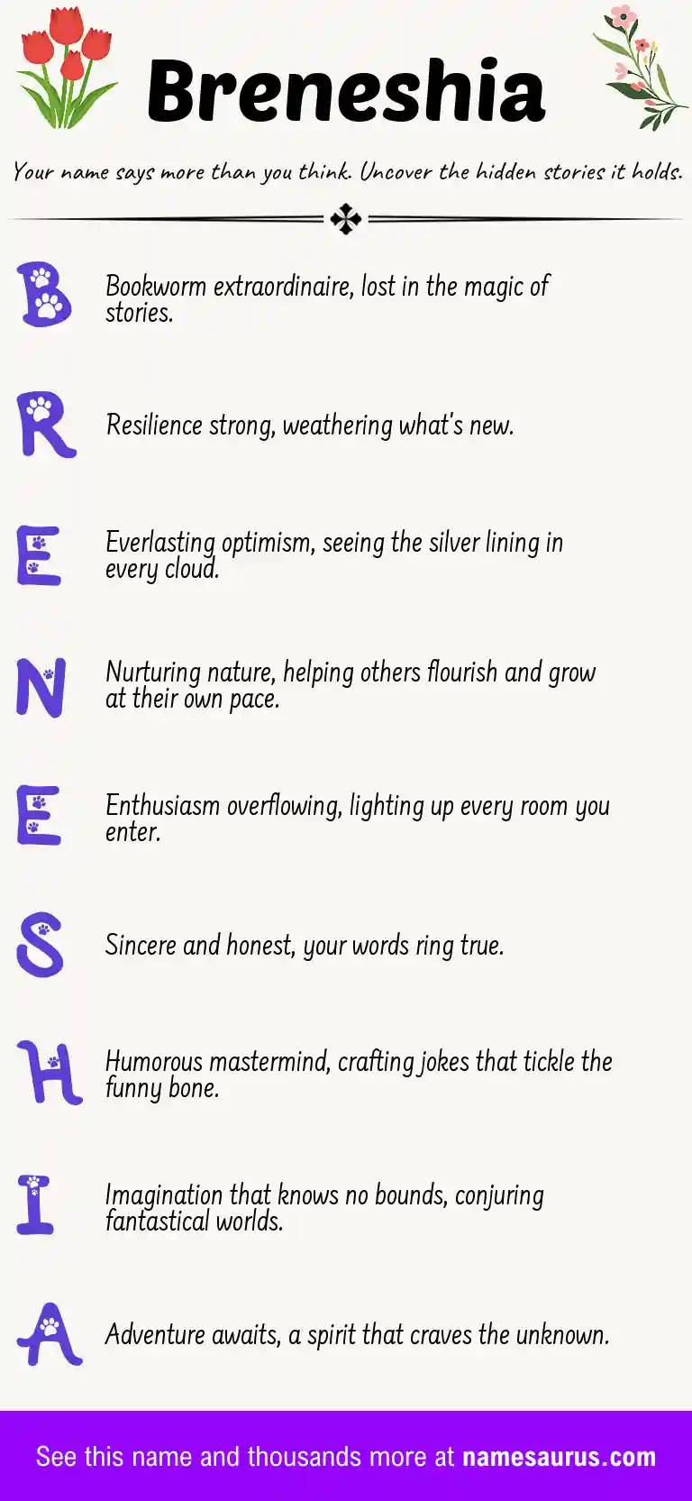 Acrostic poem about Breneshia.