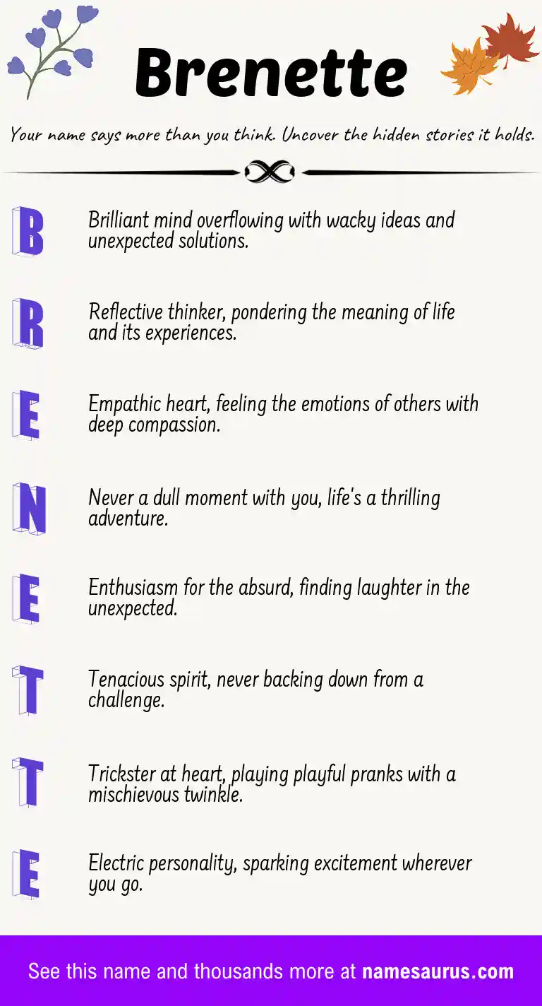 Acrostic poem about Brenette.