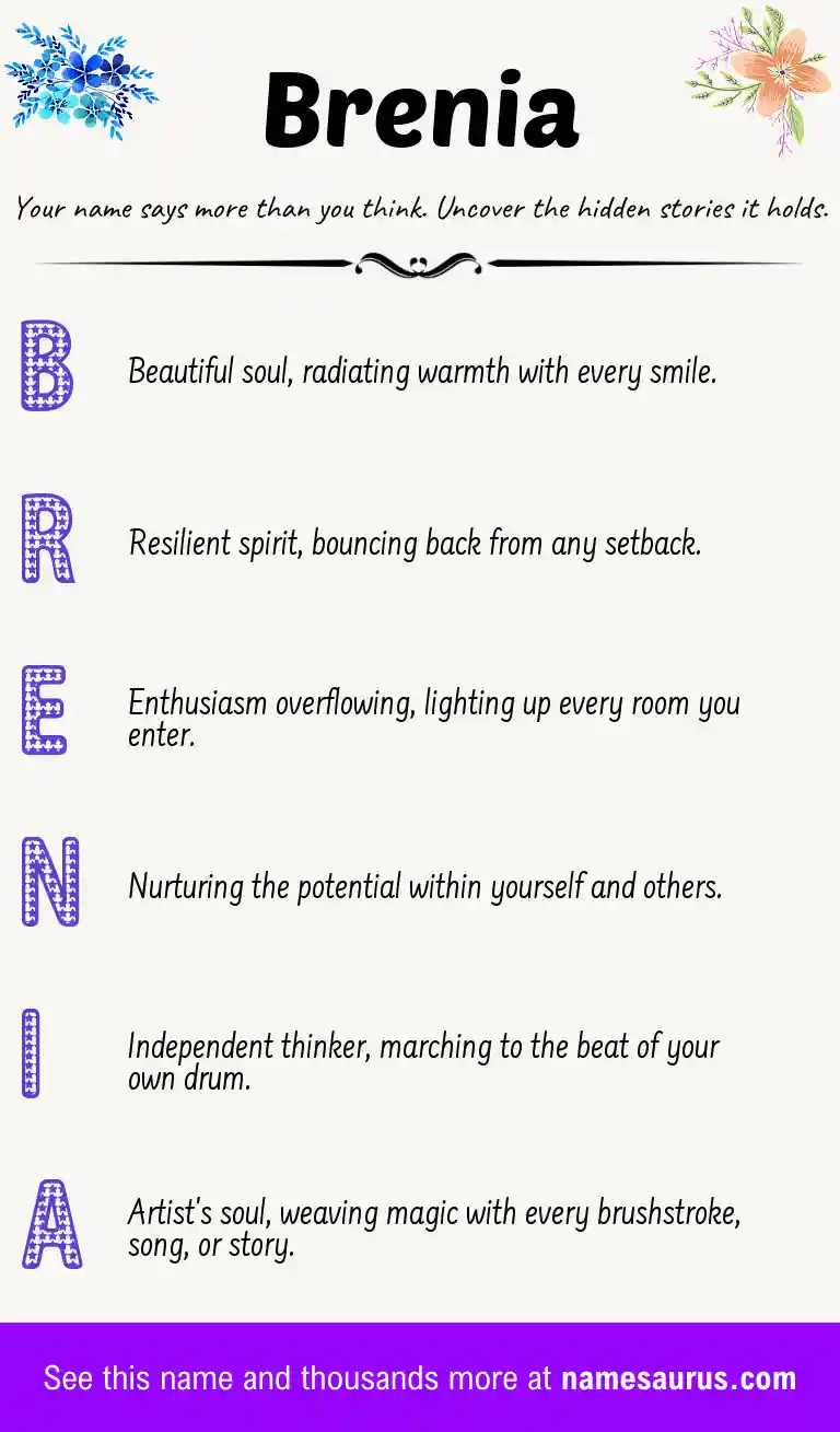 Acrostic poem about Brenia.