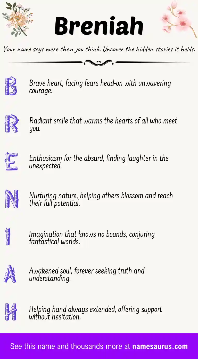 Acrostic poem about Breniah.