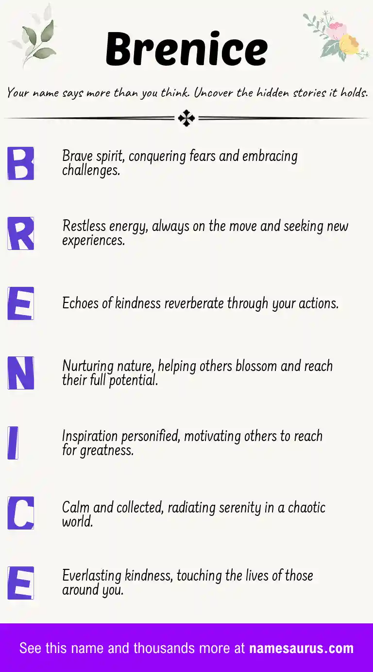 Acrostic poem about Brenice.