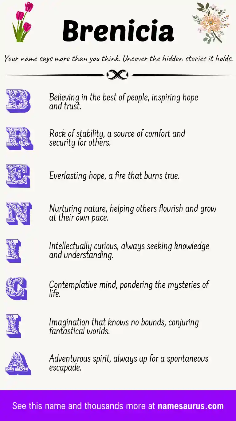 Acrostic poem about Brenicia.
