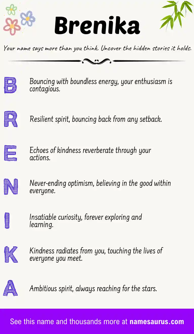 Acrostic poem about Brenika.