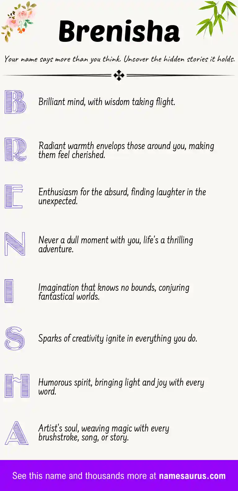 Acrostic poem about Brenisha.