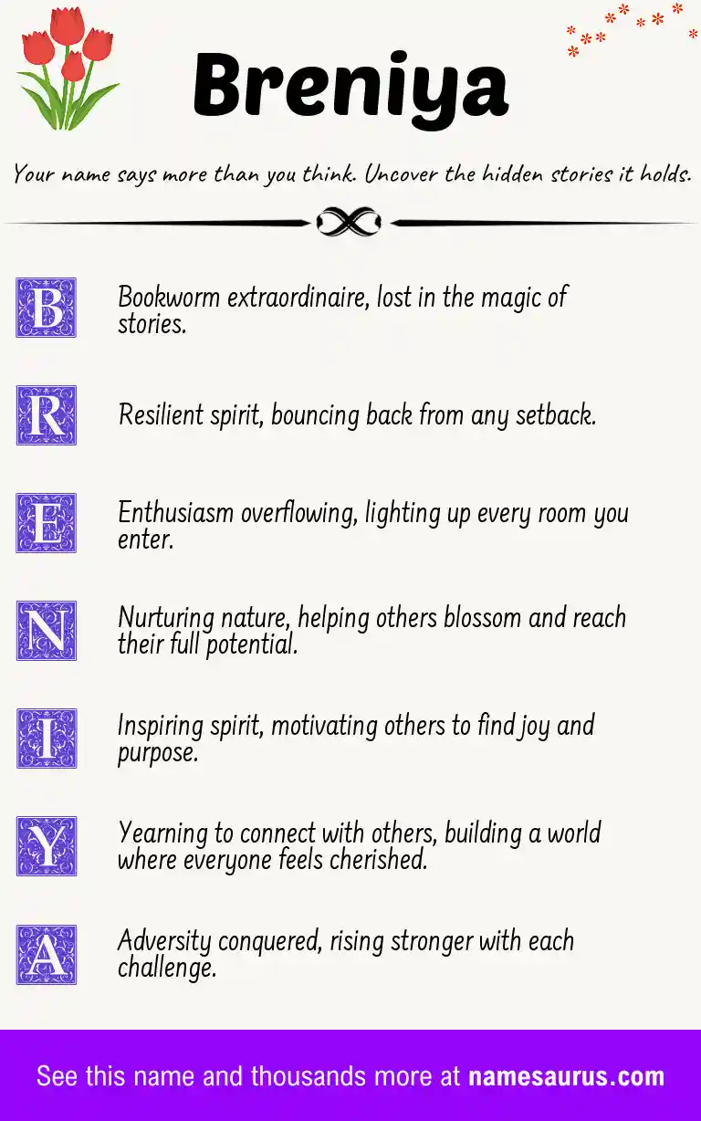 Acrostic poem about Breniya.