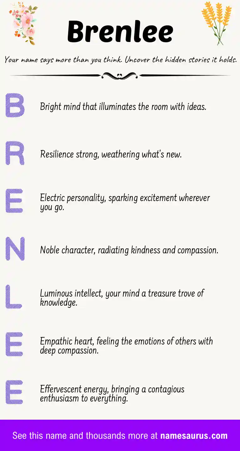 Acrostic poem about Brenlee.