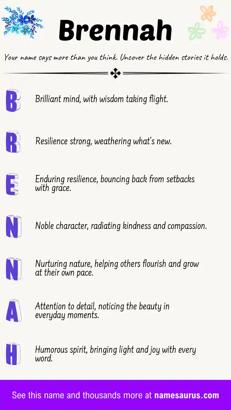 Acrostic poem about Brennah.