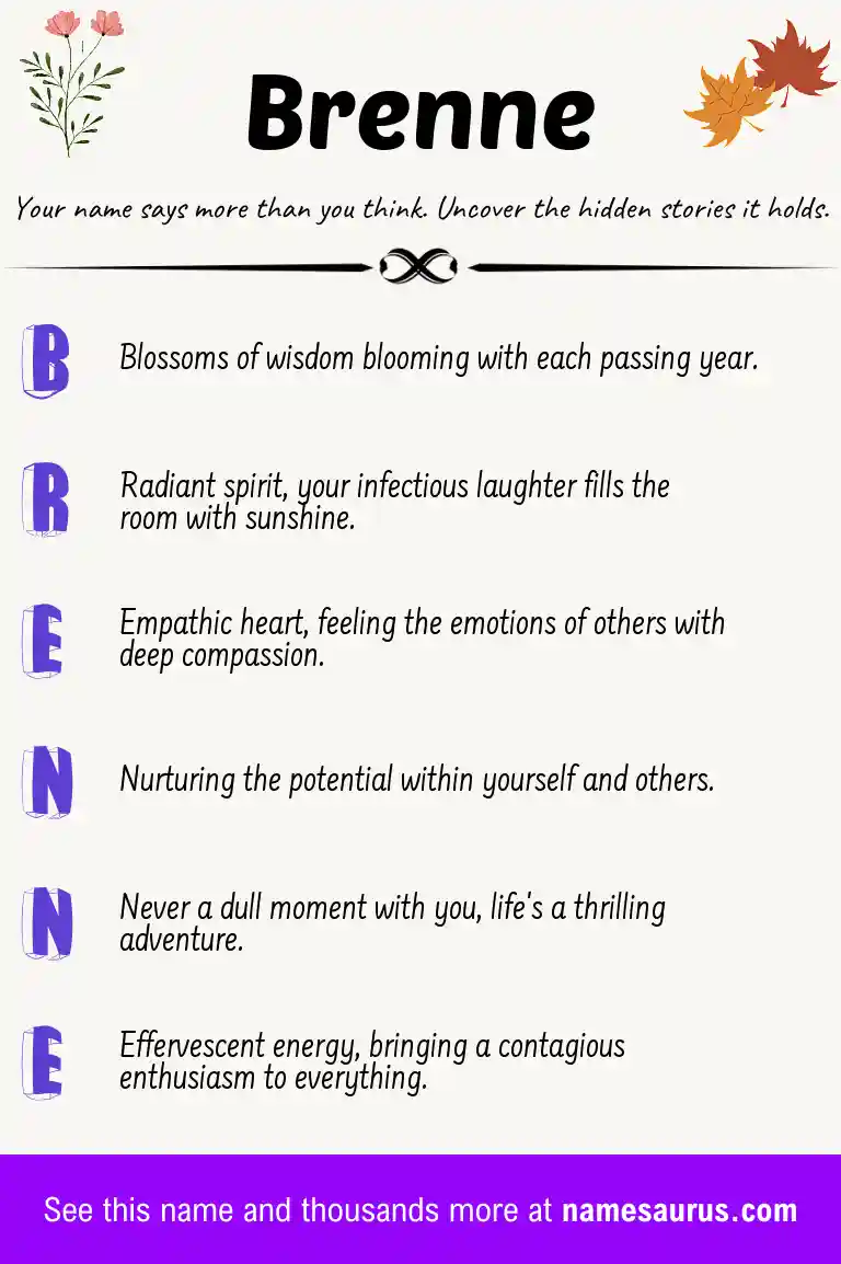 Acrostic poem about Brenne.