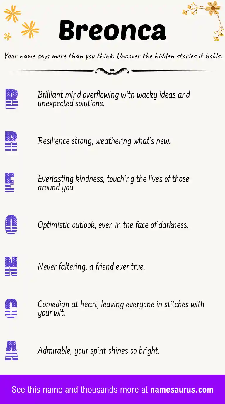 Acrostic poem about Breonca.