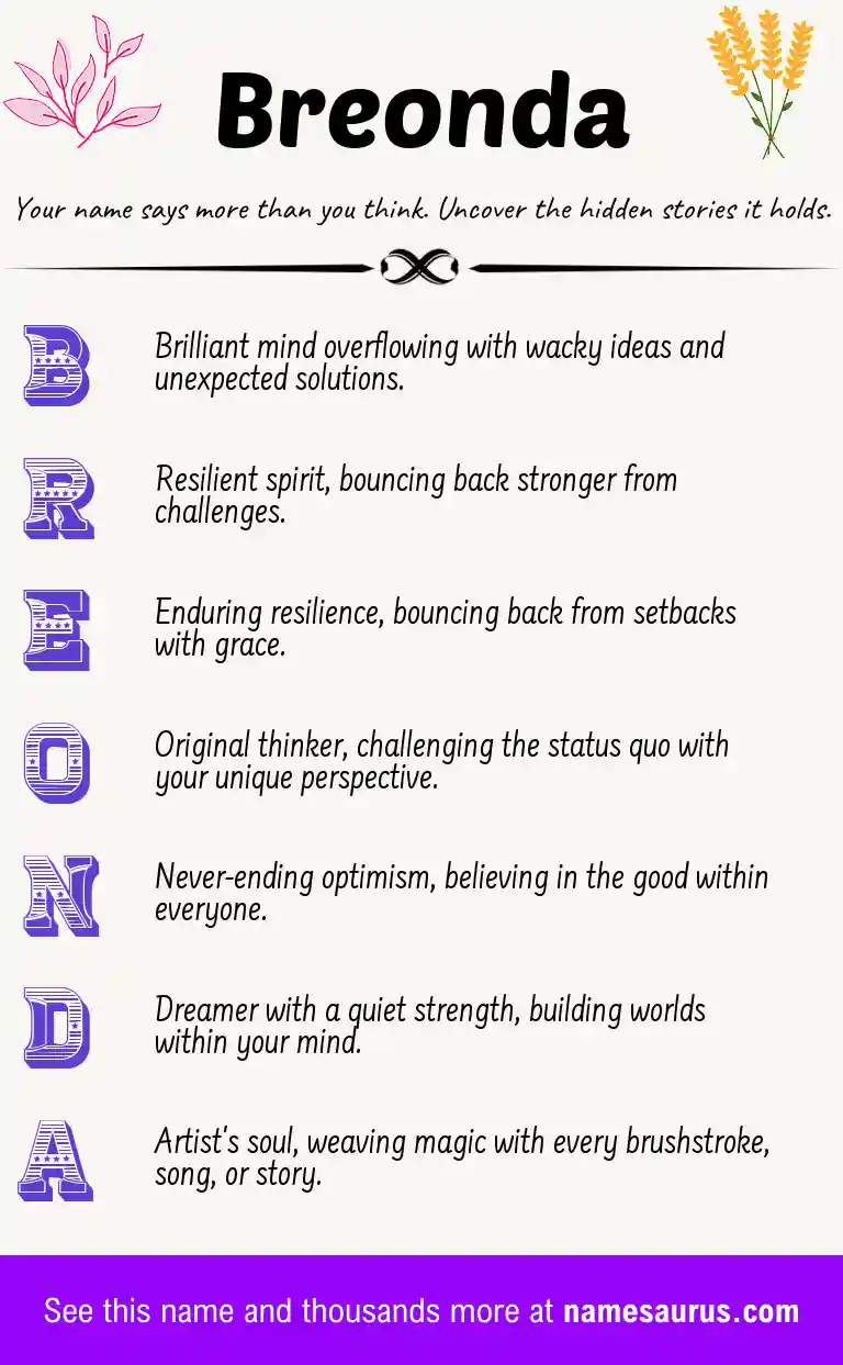 Acrostic poem about Breonda.