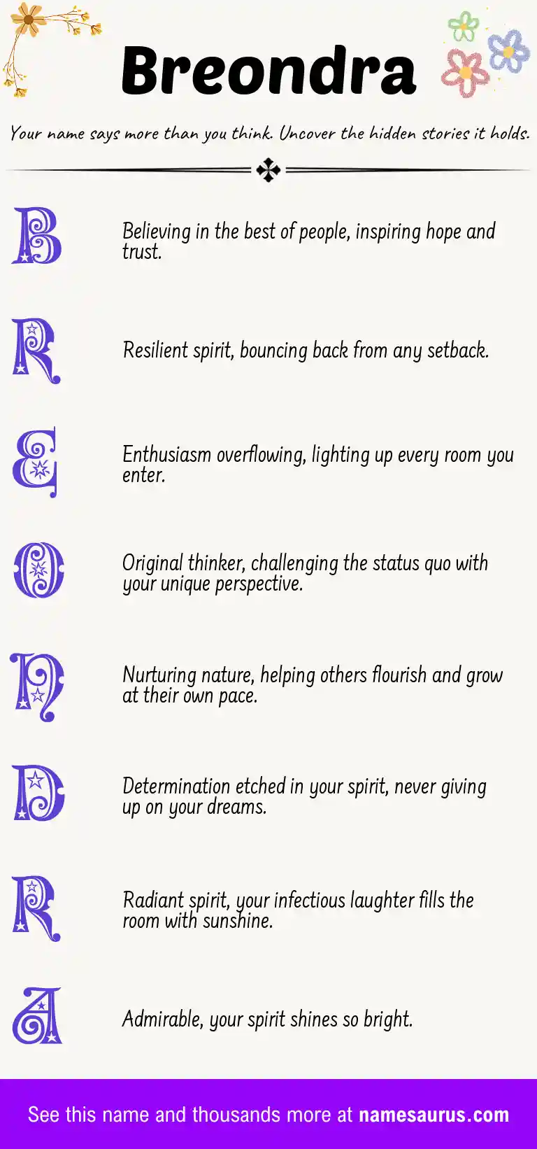 Acrostic poem about Breondra.