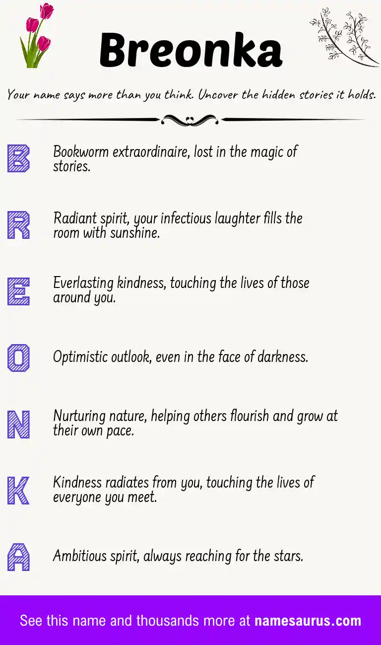 Acrostic poem about Breonka.