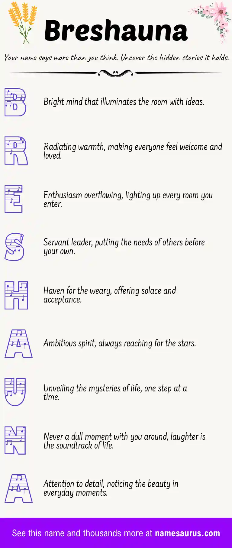 Acrostic poem about Breshauna.