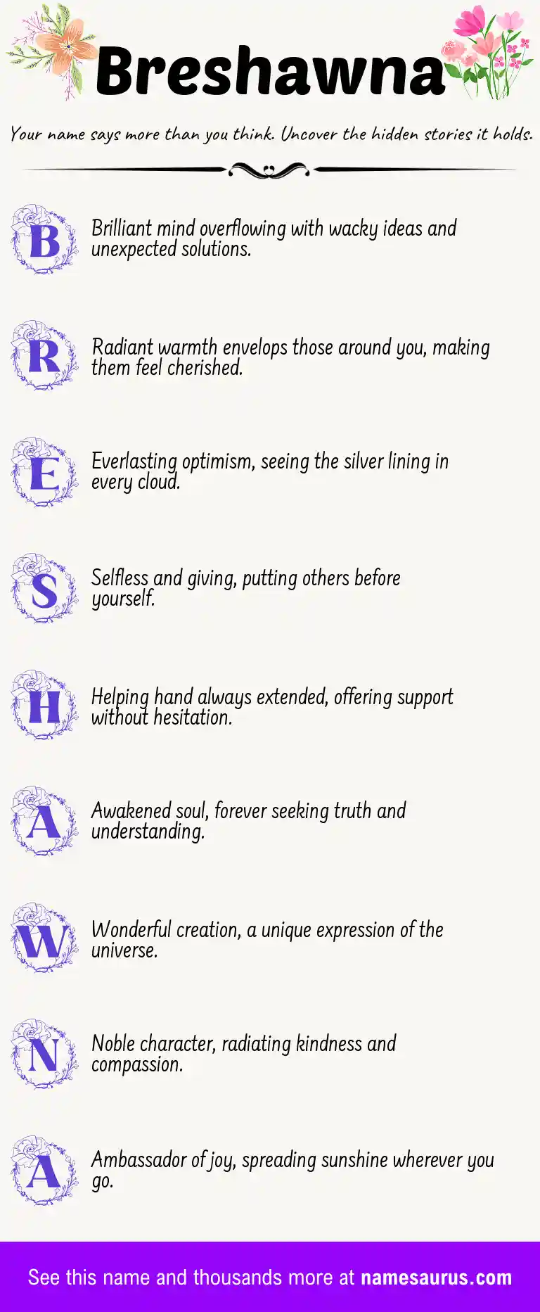 Acrostic poem about Breshawna.