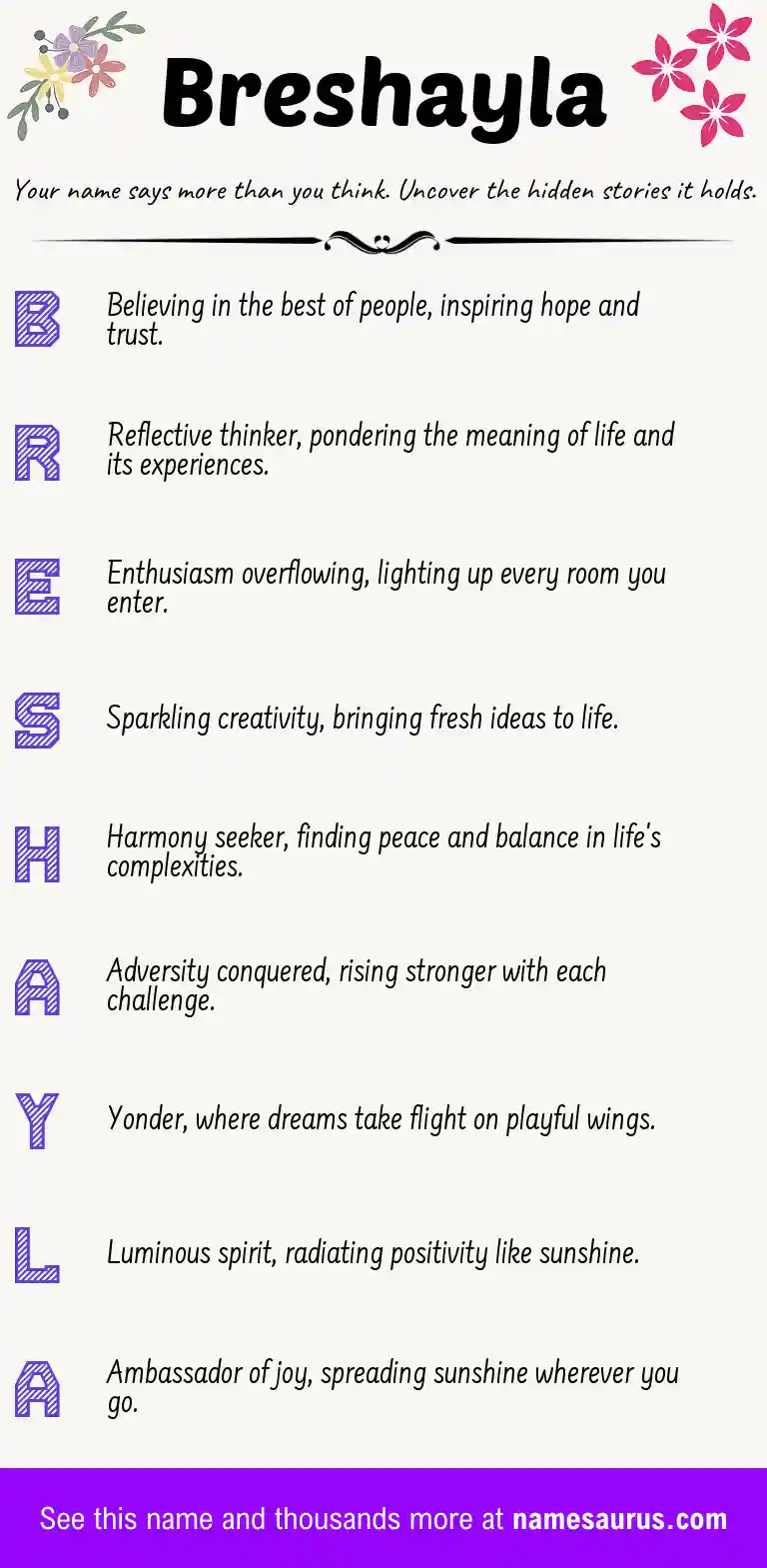 Acrostic poem about Breshayla.