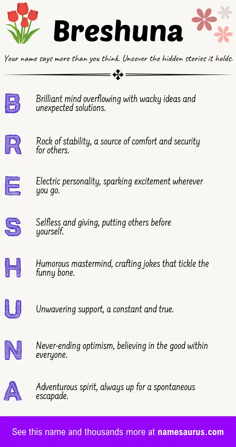 Acrostic poem about Breshuna.