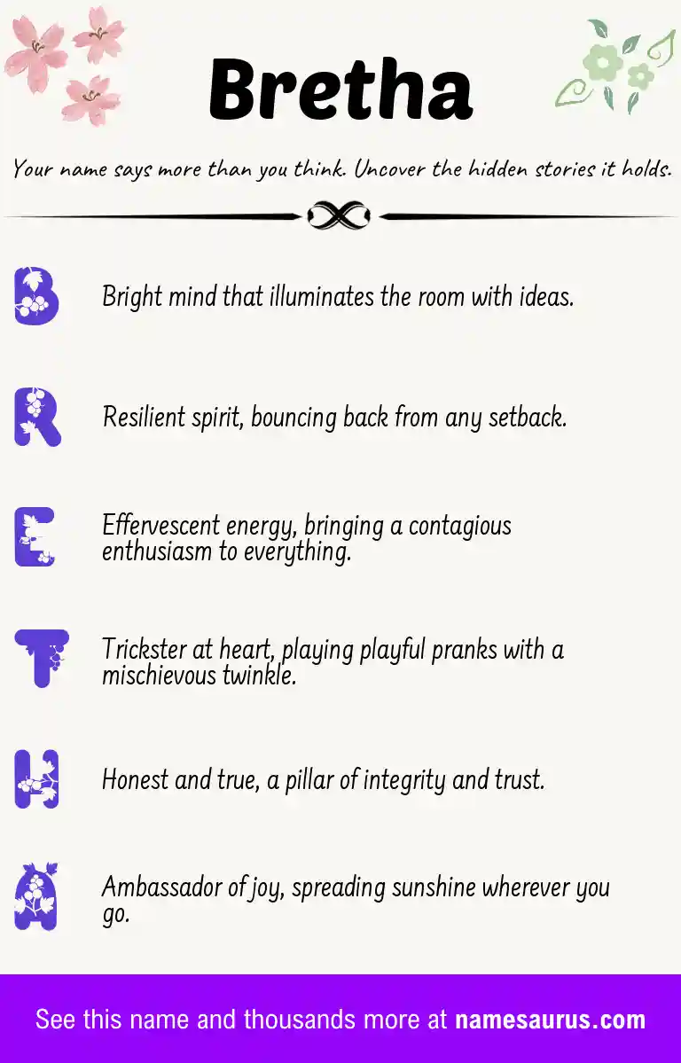 Acrostic poem about Bretha.