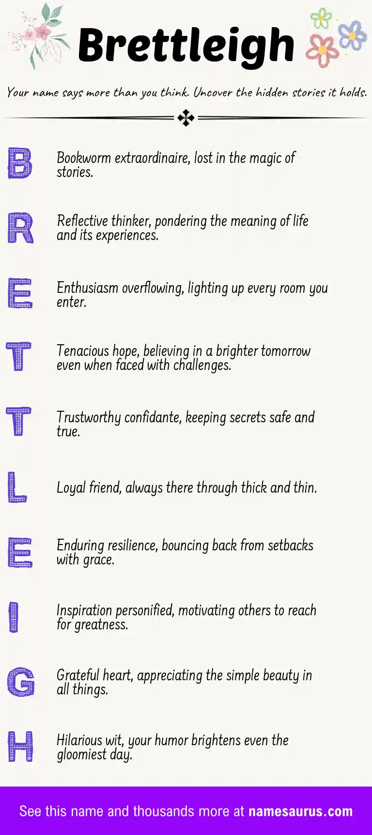 Acrostic poem about Brettleigh.