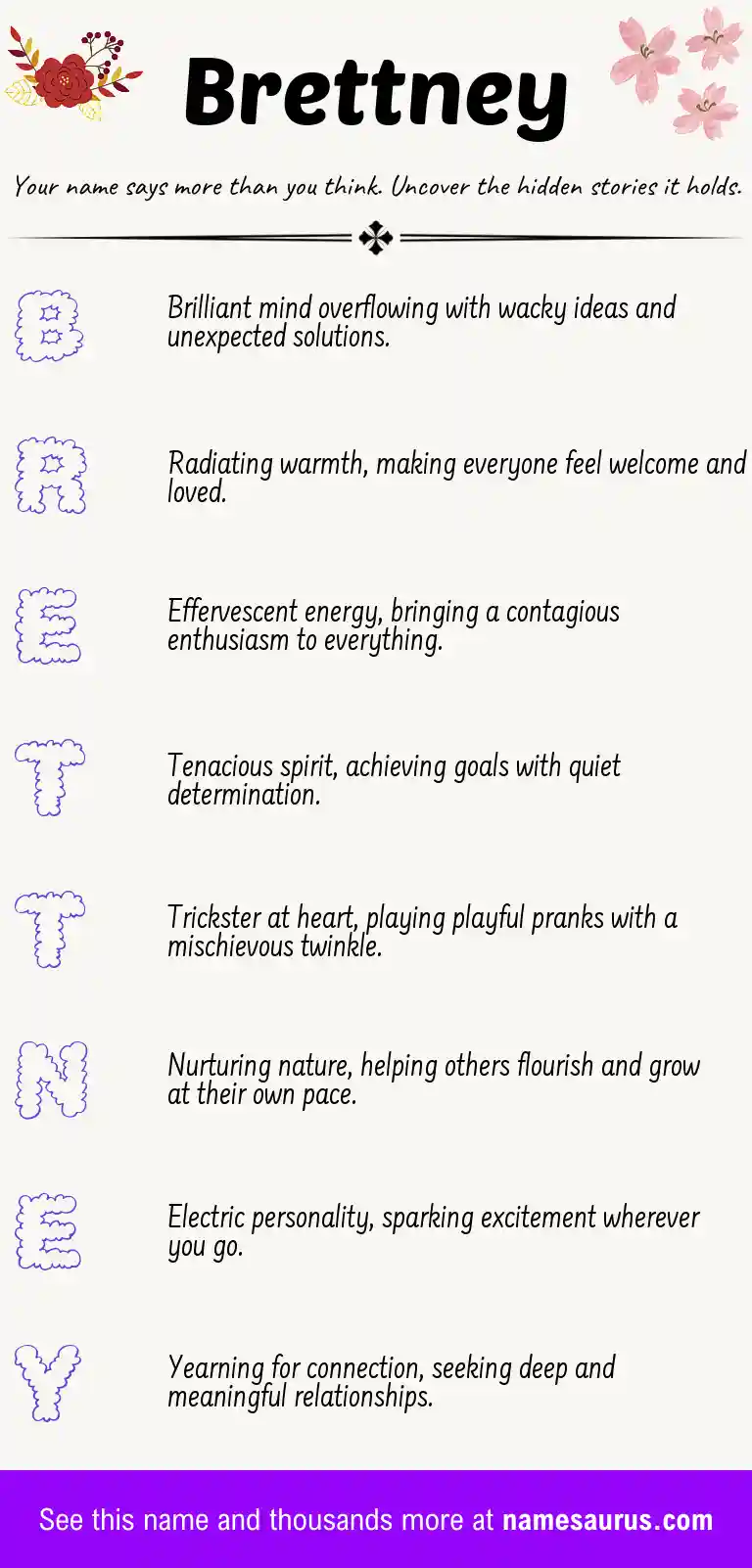 Acrostic poem about Brettney.