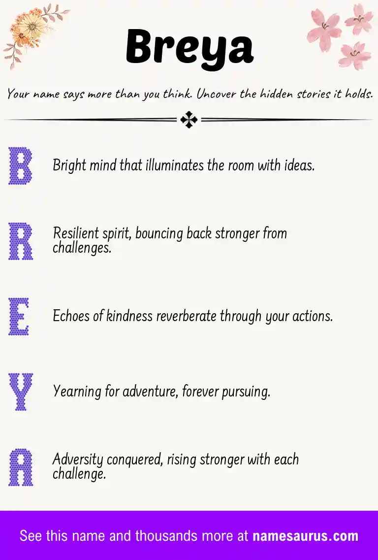 Acrostic poem about Breya.