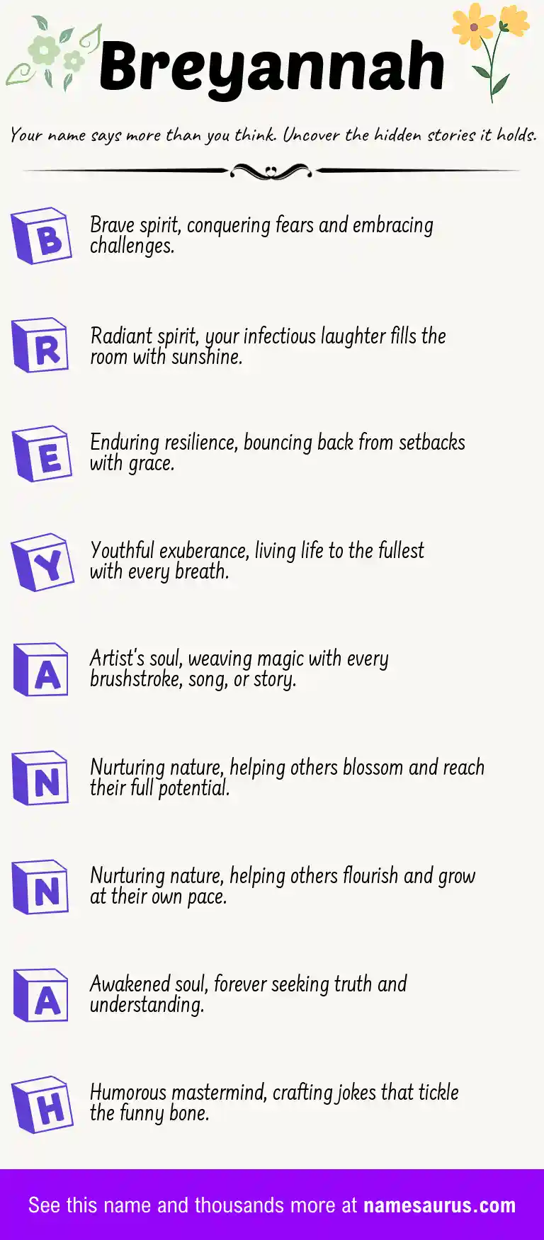 Acrostic poem about Breyannah.